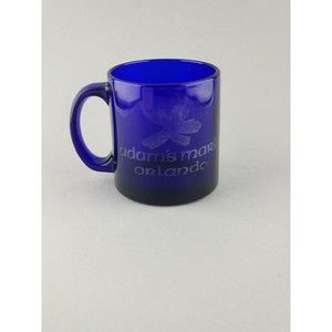 Adam's Mark Hotel Etched Cobalt Blue Souvenir Coffee Tea Cup Mug